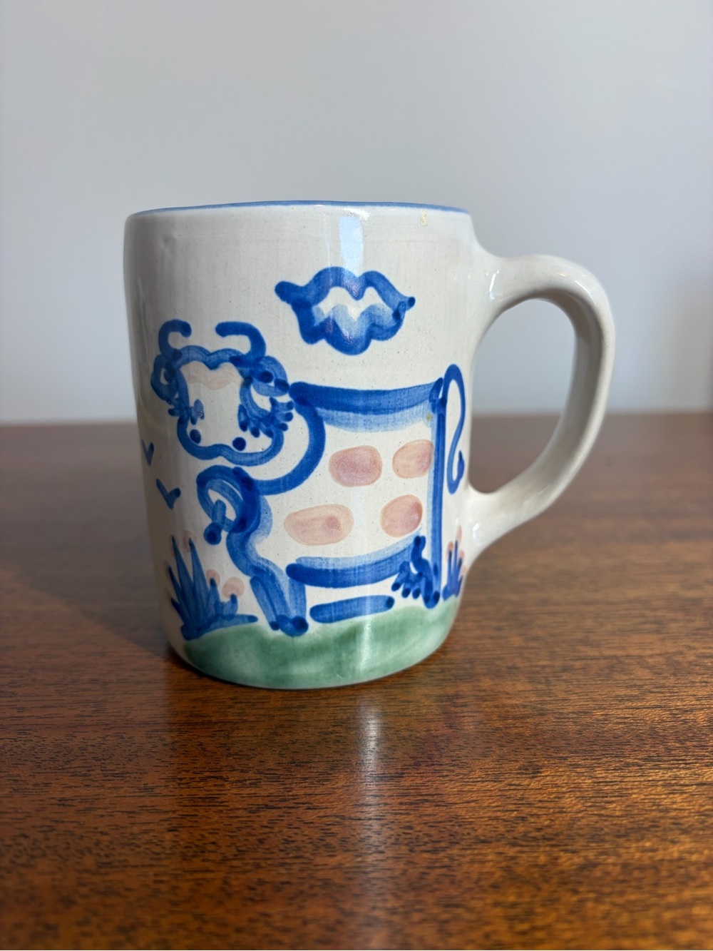 Vintage M.A. Hadley Pottery Cow Mug - Hand Painted Stoneware Cottagecore